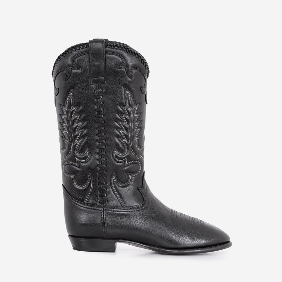 Midnight Western Black Leather