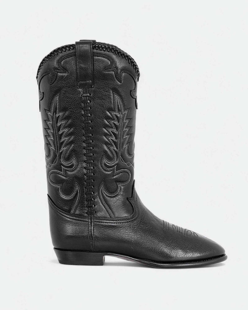Midnight Western Black Leather